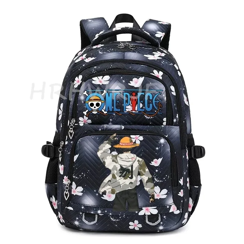 sacs à dos anime one piece légers avec fermoir, imprimé violet monkey d luffy, pour garçons et filles, grande capacité, pour adolescents, ordinateur portable, école, voyage, mochila
