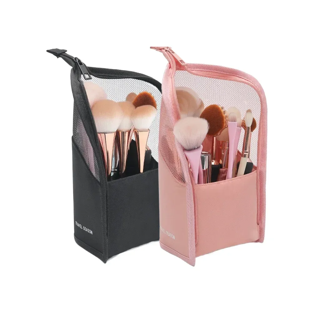 1 pc support sac cosmétique pour femmes clair fermeture éclair sac de maquillage voyage femme maquillage porte-brosse organisateur trousse de toilette
