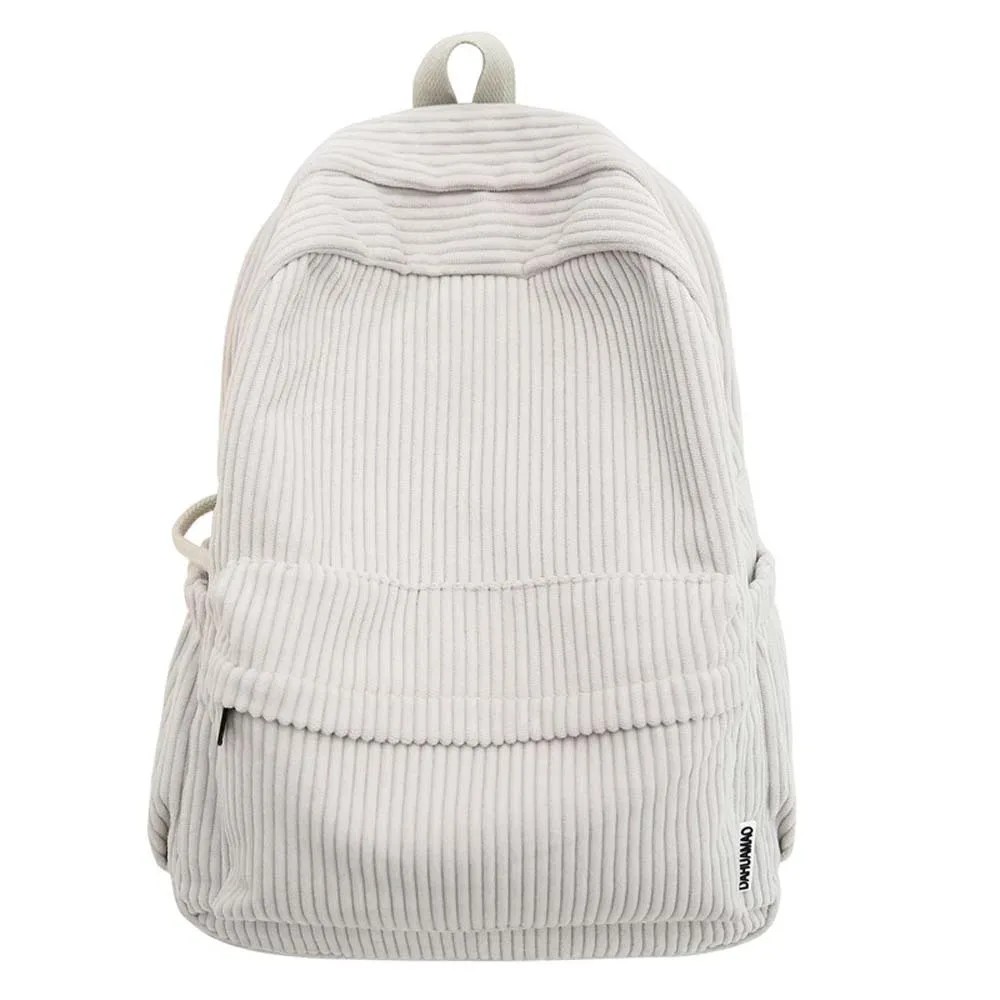 sac à dos léger en velours côtelé, grande capacité, portable, couleur unie, style japonais, réglable, décontracté, pour étudiants