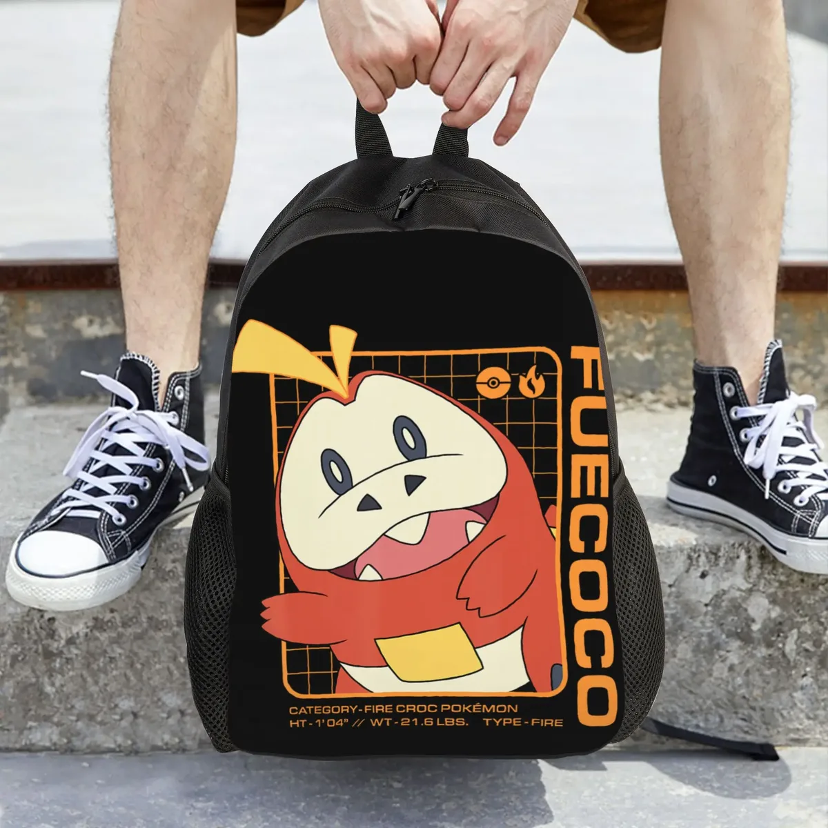 sacs à dos pokemon fuecoco stats daypack mochila journey retro sac à dos lavable