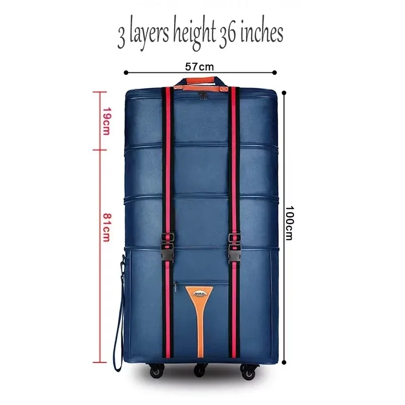 valise à roulettes en tissu oxford grande capacité 32-36 pouces pour les études à l'étranger et les déménagements, sac de voyage pliable à roulettes