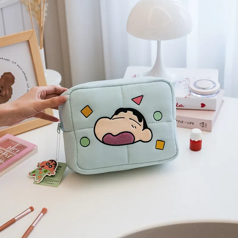 crayon shin-chan organisateur cosmétique dessin animé vers le bas sac de maquillage grande capacité mignon portable sac de rangement de voyage kawaii étui de maquillage