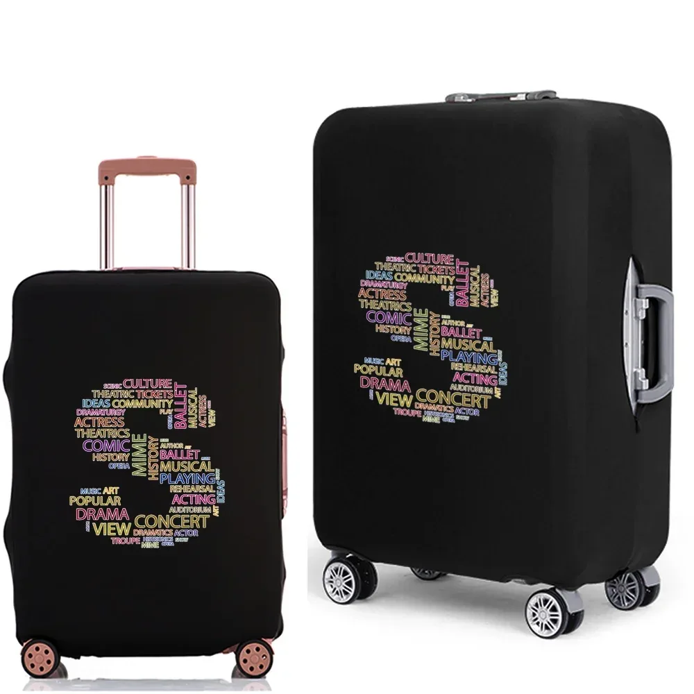 étui à bagages 2022, housse de protection avec texte 26 lettres, motif de voyage, élastique, housse anti-poussière pour valise de 18 à 28 pouces