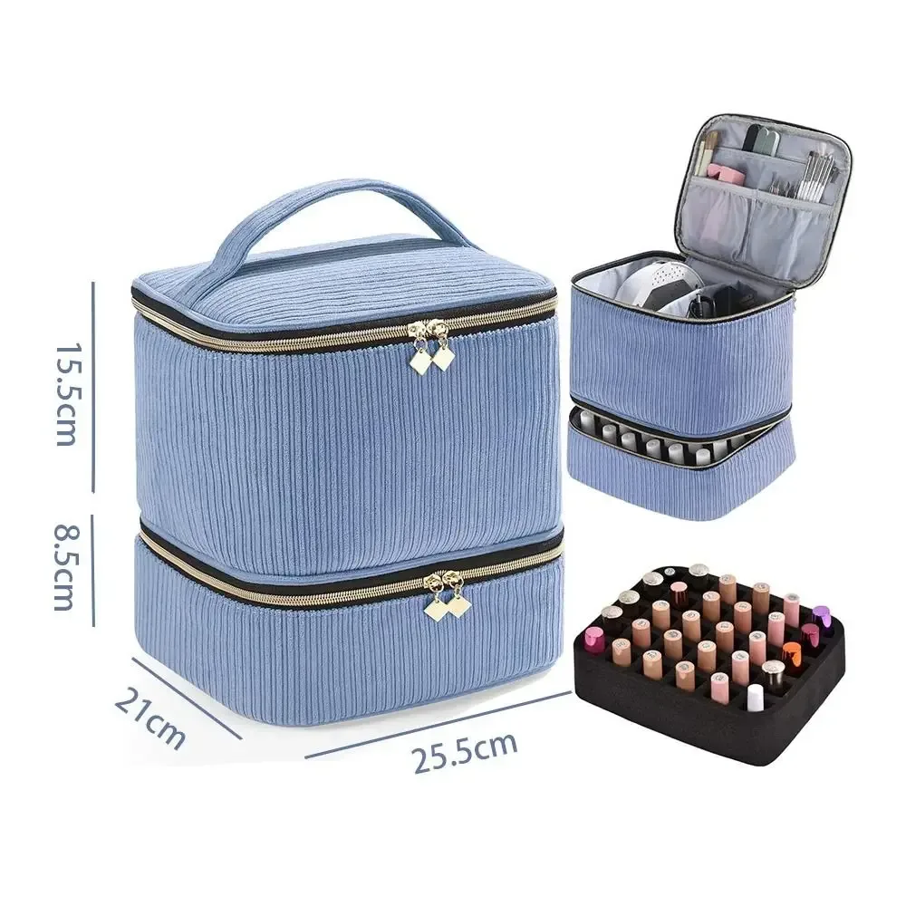 nouvelle trousse de rangement double couche pour vernis à ongles, 30 compartiments, sac portable pour huiles essentielles, grande capacité, trousse de maquillage, outil de soin des ongles