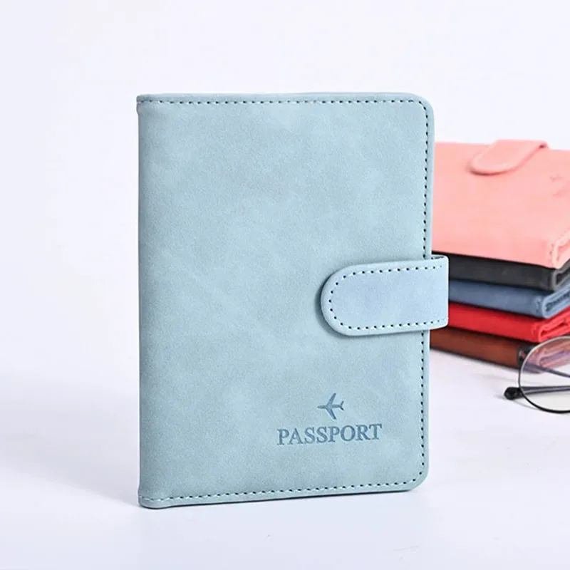 étui porte-passeport en cuir étanche avec porte-cartes de crédit, housse de voyage mignonne pour femme/homme avec boucle