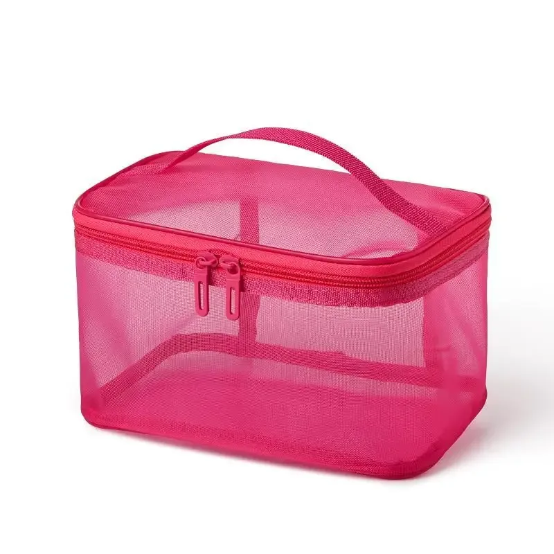 sac de voyage transparent en maille pour maquillage | organisateur de cosmétiques à grande capacité à une seule couche | pochette de rangement respirante pour produits de soin et articles de toilette