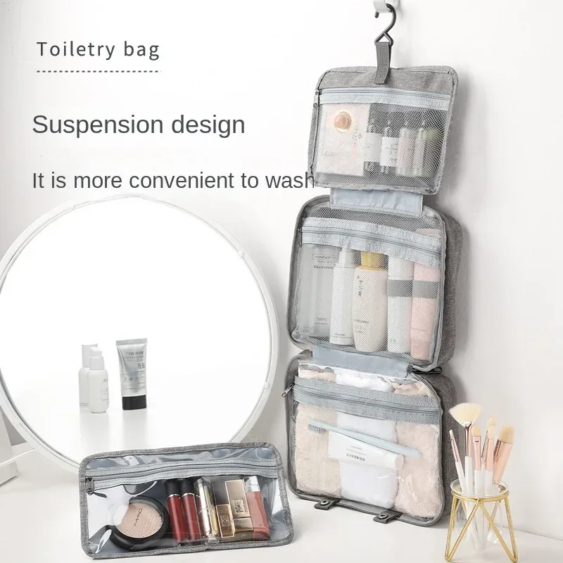 trousse de toilette pliable et étanche pour voyage, séparation sèche et humide, sac de rangement pour cosmétiques, sac à cosmétiques de grande capacité