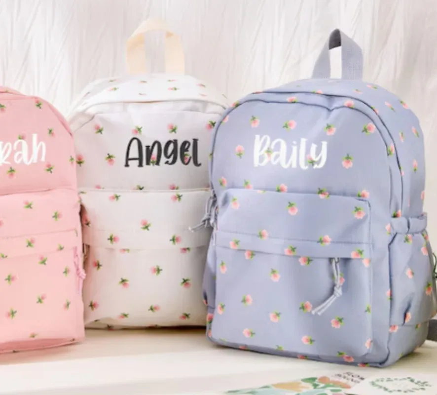 sac à dos personnalisé pour tout-petits, sac à dos floral brodé pour enfants, sac pour livre d'âge préscolaire, sac à dos pour enfants, sac pour garçons et filles