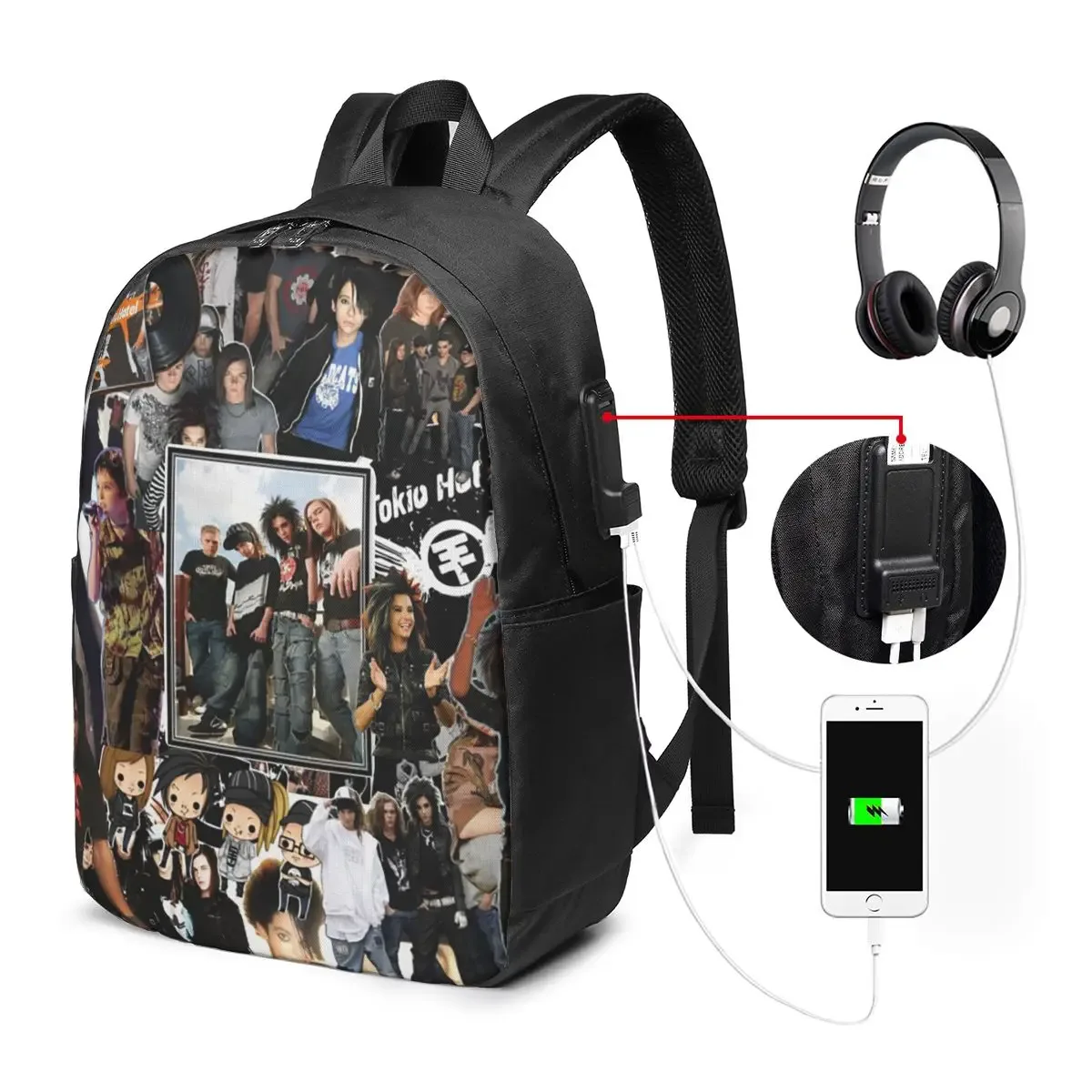 sac à dos tokio hotel emblem, sac de voyage pour ordinateur portable, sac d'école pour étudiants, sacs à bandoulière pour hommes et femmes