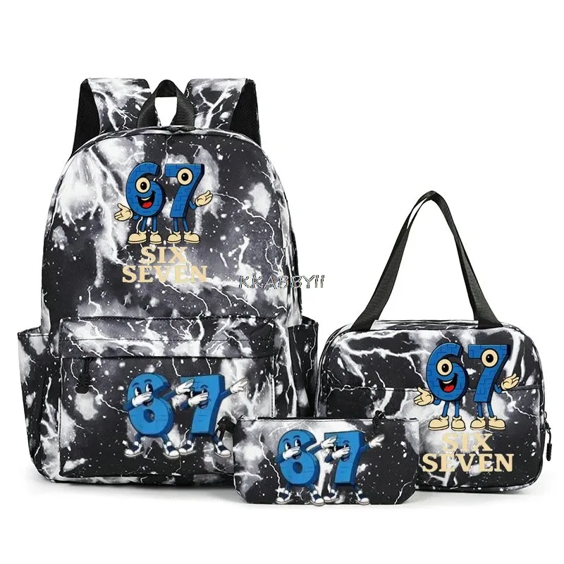 lot de 3 sacs à dos imprimés 67 six seven, style simple, légers, pour garçons et filles, sacs d'école amusants avec le numéro 67, sacs de voyage, mochilas