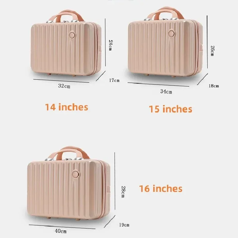 valise légère et portable de grande capacité pour femme, sac de rangement de cosmétiques à fermeture éclair, mini valise d'embarquement, 16 pouces