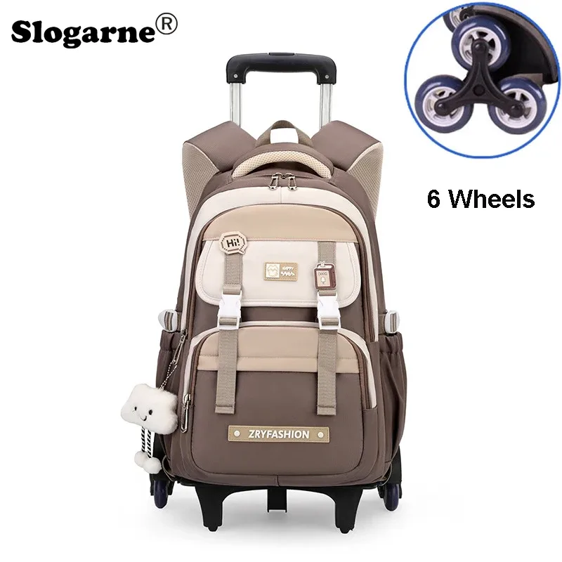 sac à dos roulant pour enfants, sac d'école étanche avec roulettes, chariot de collège, sac à dos à roulettes pour femmes