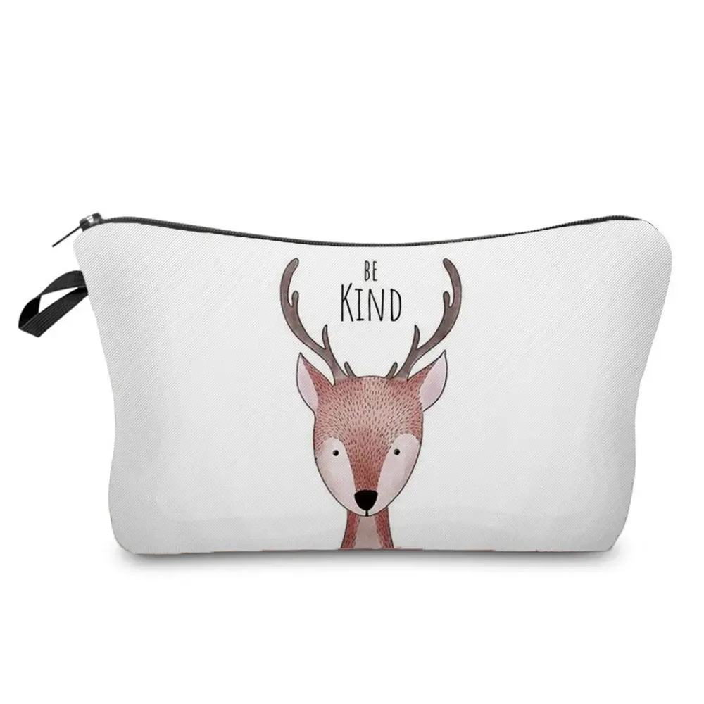 trousse à cosmétiques avec impression d'animaux aquarelle, sac de maquillage pour femme, dessin animé dinosaure ours, sac de rangement de jouets portable, meilleur cadeau pour enfants