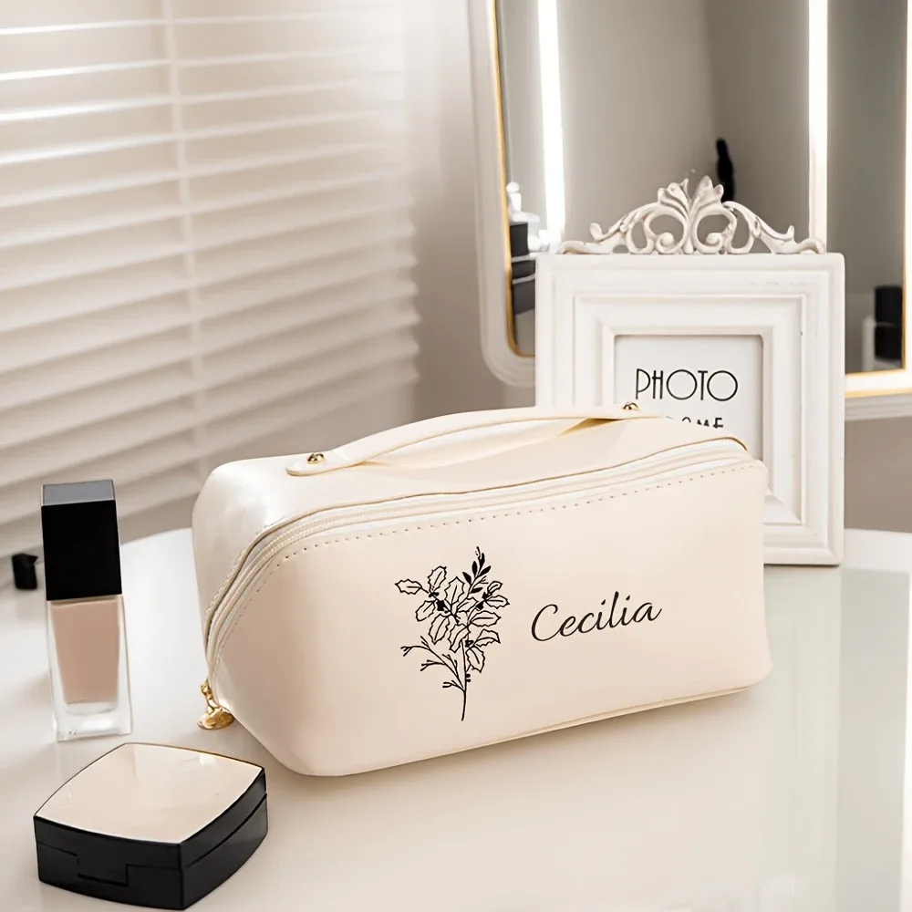 pochette de toilette personnalisée en forme de nuage, grande capacité, portable, pour voyage, sac de rangement pour cosmétiques, cadeau personnalisé