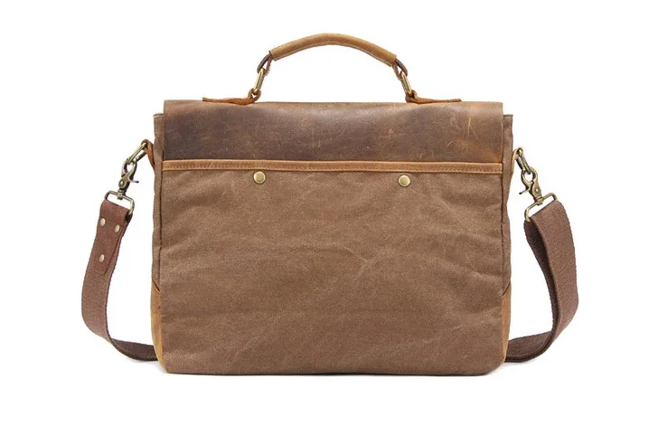 sac d'affaires vintage en cuir et toile pour homme, porte-documents, sac de bureau, mallette en toile, porte-documents, sacoche à documents.