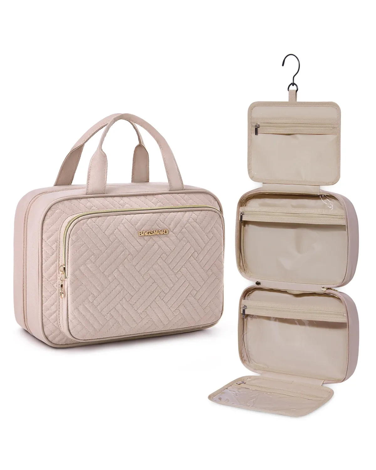 bagsmart – trousse à cosmétiques pour femmes, pochette de maquillage, sac de rangement, grands sacs de toilette imperméables de voyage, trousse de maquillage pour dames
