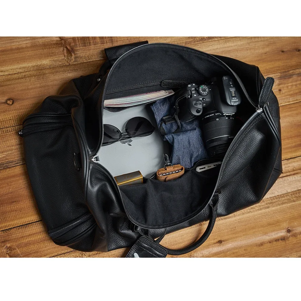 zrcx – sac de voyage en cuir véritable pour hommes et femmes, sac de transport en cuir de vache souple, bagages à main, sac à bandoulière de voyage, sac de week-end