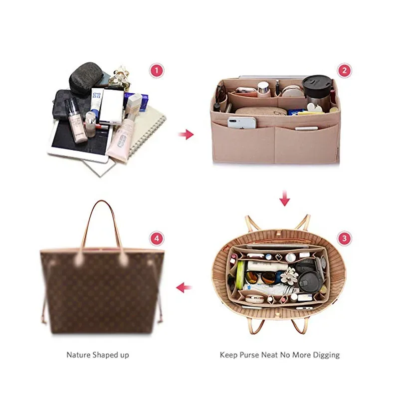 sac à main en feutre pour cosmétiques, sacoche de voyage, pour cosmétiques, portable