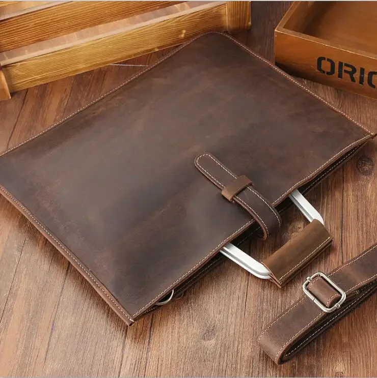 pochette de luxe en cuir de vachette pour hommes, porte-documents a4, portefeuille, couche supérieure, sac d'affaires isub, étui à bombes, haute couture