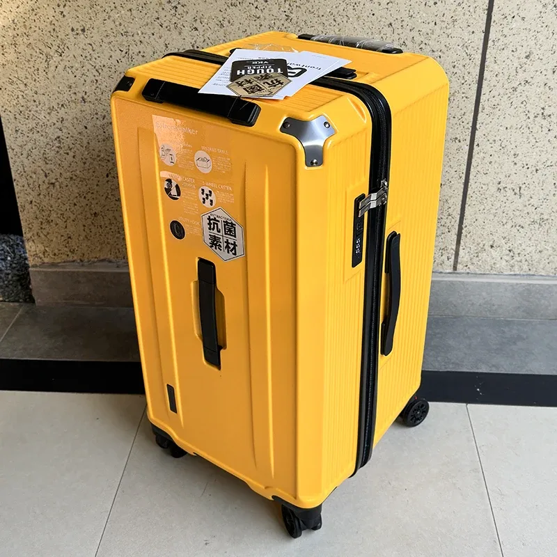 valise de voyage antidéflagrante à cinq roues avec frein, grande taille 36/38/40/50 pouces, matériau pc épais, boîtier de chariot à fermeture éclair