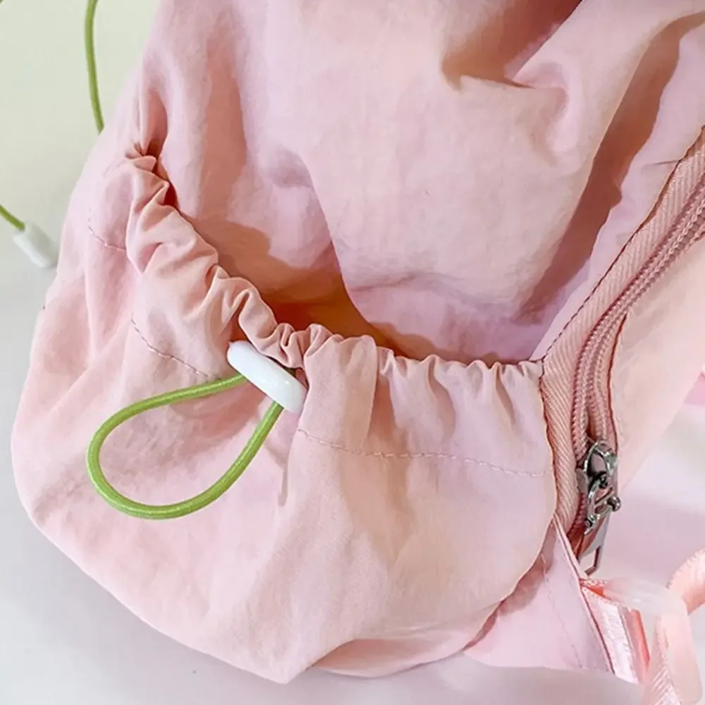 sac à dos coréen de style outdoor avec cordon de serrage, couleur dopamine, en nylon, pour voyage, grande capacité, pour la randonnée, sac à bandoulière