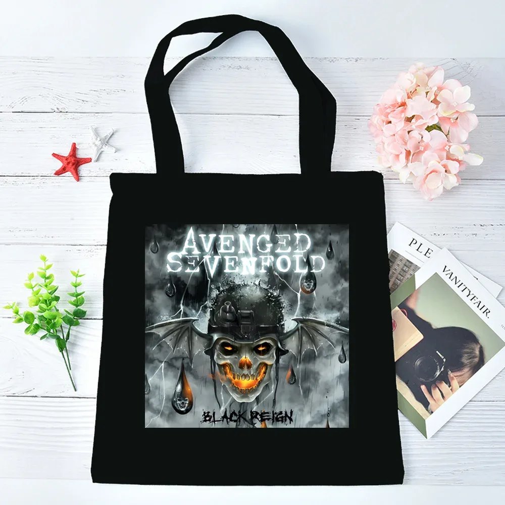 sac fourre-tout avenged sevenfold réutilisable personnalisable, sac à bandoulière, cabas pliable pour femme