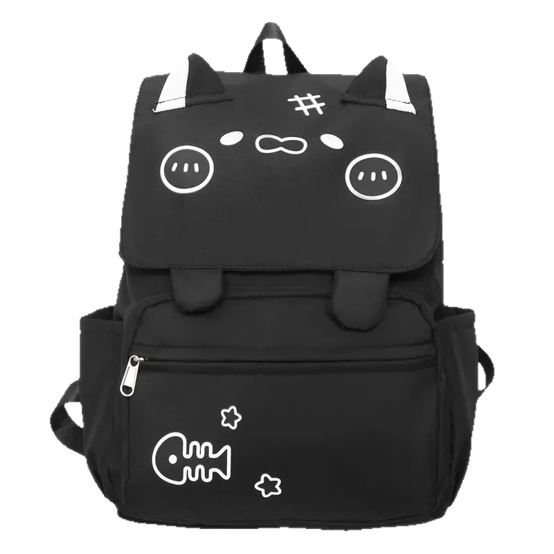 sac à dos chaton mignon harajuku kawaii poisson chat imprimé étudiant sac d'école hommes femmes dessin animé populaire grande capacité voyage sac à dos
