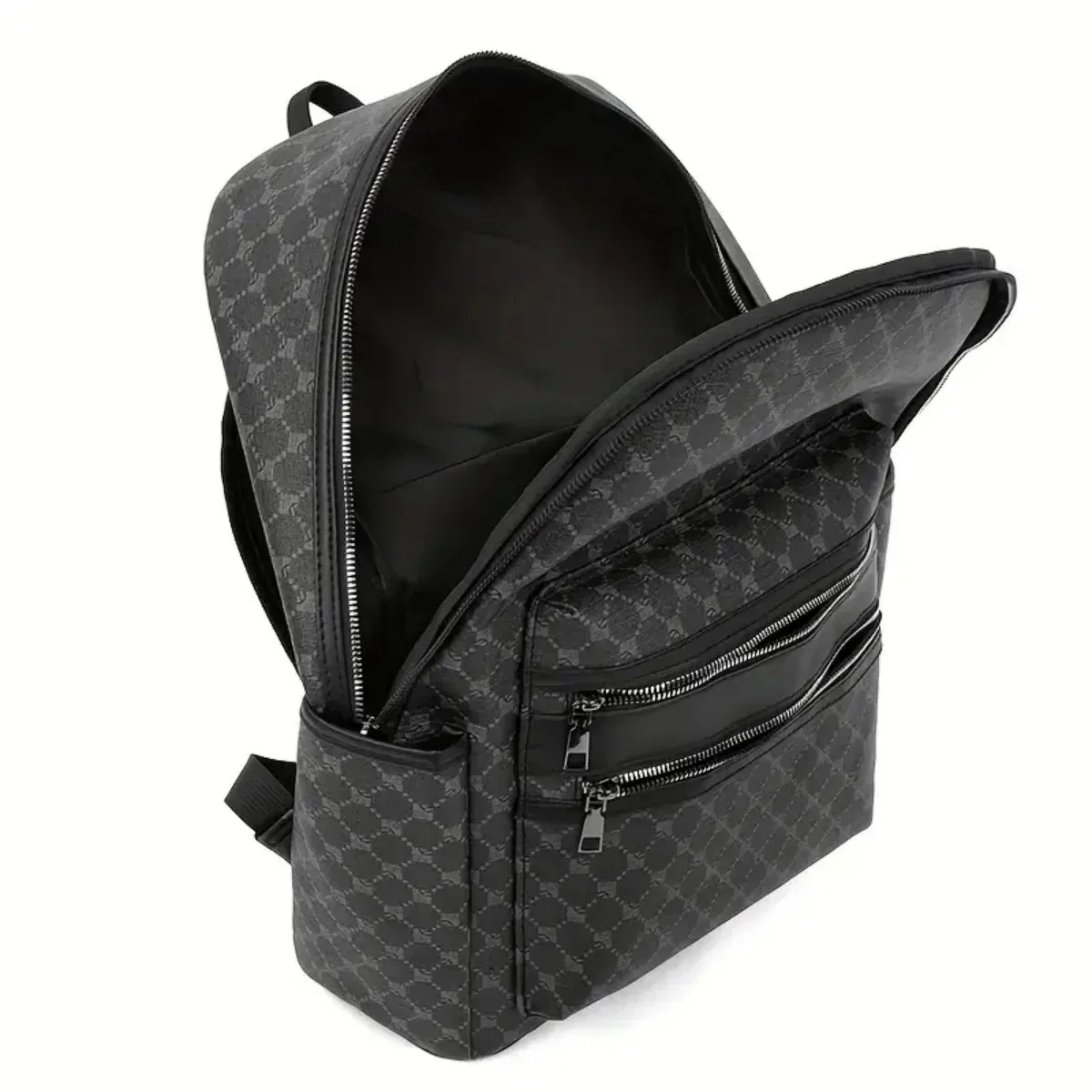 Sac à dos noir à la mode, grande capacité, avec bretelles réglables, plusieurs compartiments et poches zippées pour l'école, le travail et les voyages, sac à dos pour étudiant