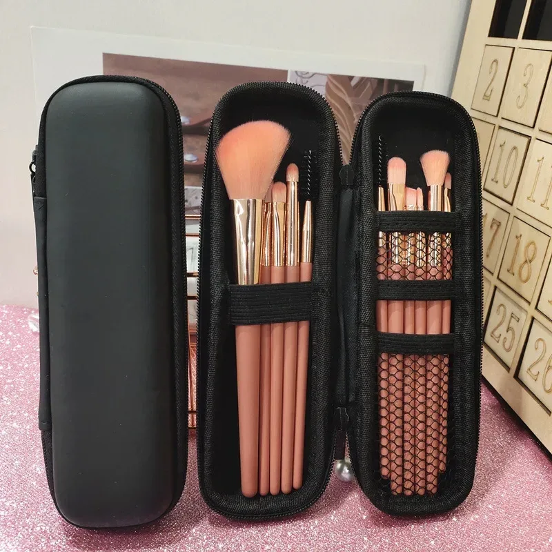 sacs de rangement cosmétiques noirs, étanches, à double fermeture éclair, étui pour pinceaux de maquillage, sac pour femmes, porte-pinceaux de voyage portable, étui pour stylos, boîte