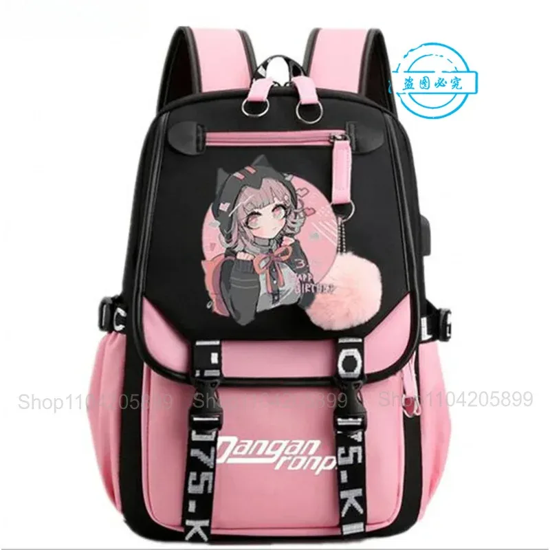 sac à dos danganronpa anime mochila, sac d'école pour étudiants, sac de voyage avec port usb, sacoche décontractée pour ordinateur portable, grand sac messager, cadeau