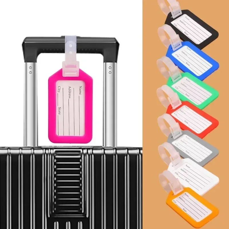 1/30 pièces étiquette de bagage embarquement expédition étiquettes de bagages en plastique accessoire de voyage femmes hommes valise id adresse nom titulaire sac étiquette