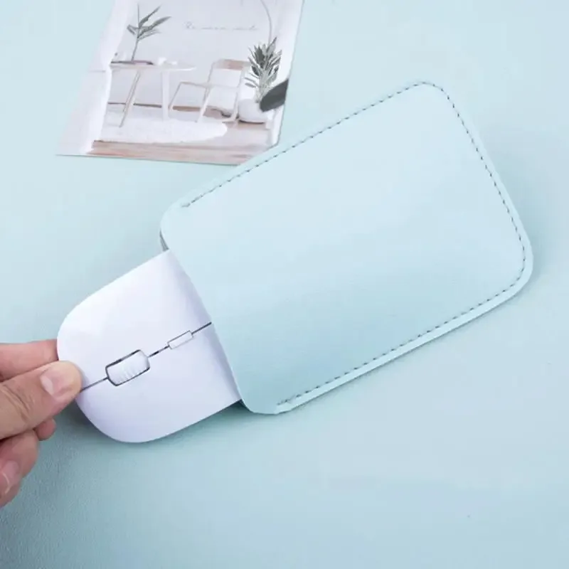 sac de rangement pour souris sans fil, 1 pièce, pochette de protection en cuir adaptée pour souris, étui anti-rayures, sac de rangement portable simple pour souris