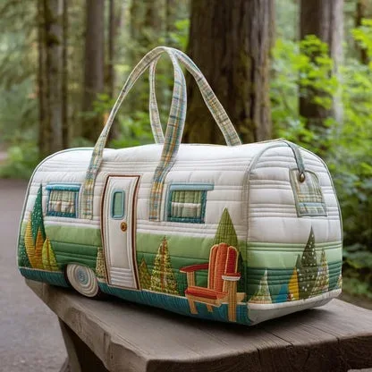 sac de voyage matelassé à bretelles réglables, en forme de voiture de camping, grande capacité, imprimé, pour la gym, le camping, la plage et les activités de plein air