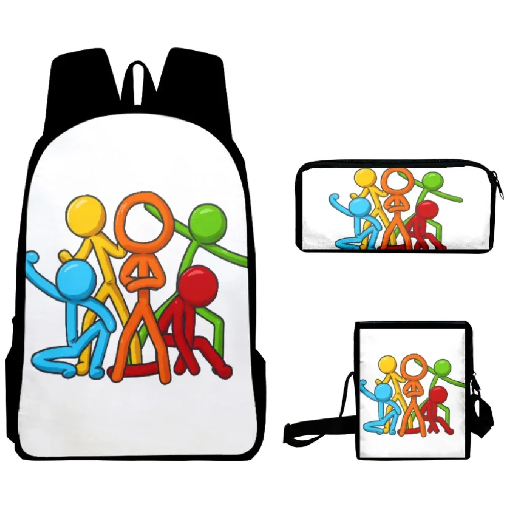 mode populaire cool alan becker impression 3d 3 pièces/ensemble sacs d'école pour élèves sac à dos pour ordinateur portable sac à dos sac à bandoulière incliné trousse à crayons
