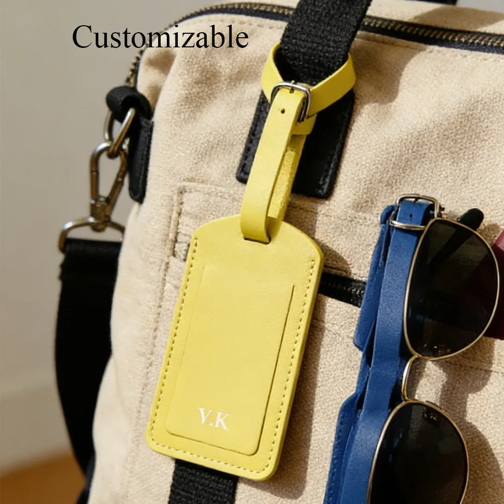 étiquette à bagages en cuir véritable personnalisée avec nom, lettres personnalisées, accessoires de voyage, étiquette de valise, étiquette de bagage de luxe, marqueur de valise à roulettes