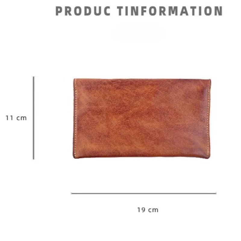 porte-passeport d'affaires en cuir véritable, tannage végétal, organisateur de documents en détresse à la main, support pour téléphone, portefeuille long en cuir de vache