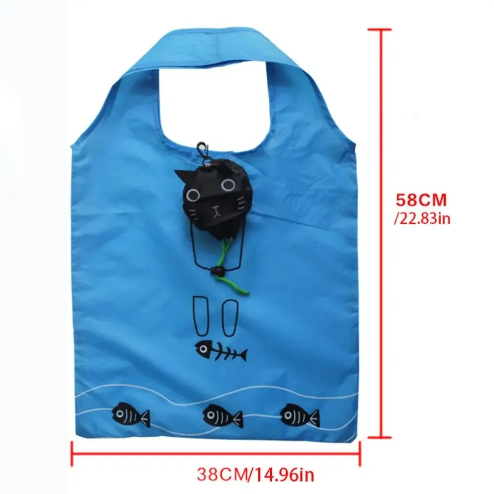 sac de courses pliable réutilisable motif grenouille, sac écologique pliable motif chat de dessin animé, pochette d'épaule, sac à main, sac de rangement pour le shopping