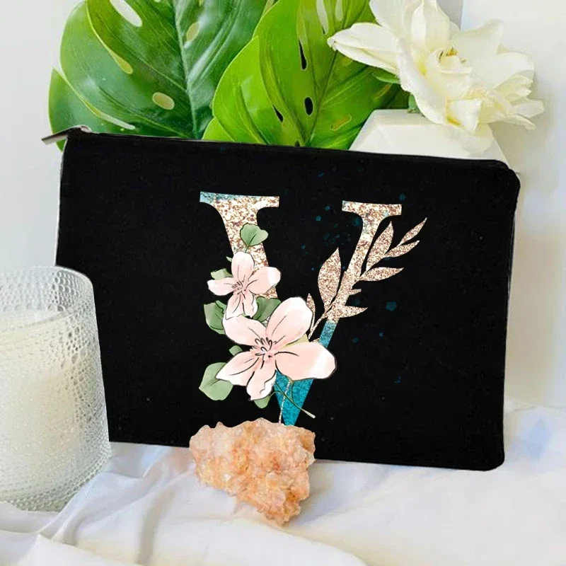 sacs à fermeture éclair pour maquillage initial dégradé, pochette de voyage pour toilettes, rouge à lèvres, enterrement de vie de jeune fille, pochette cosmétique pour demoiselle d'honneur