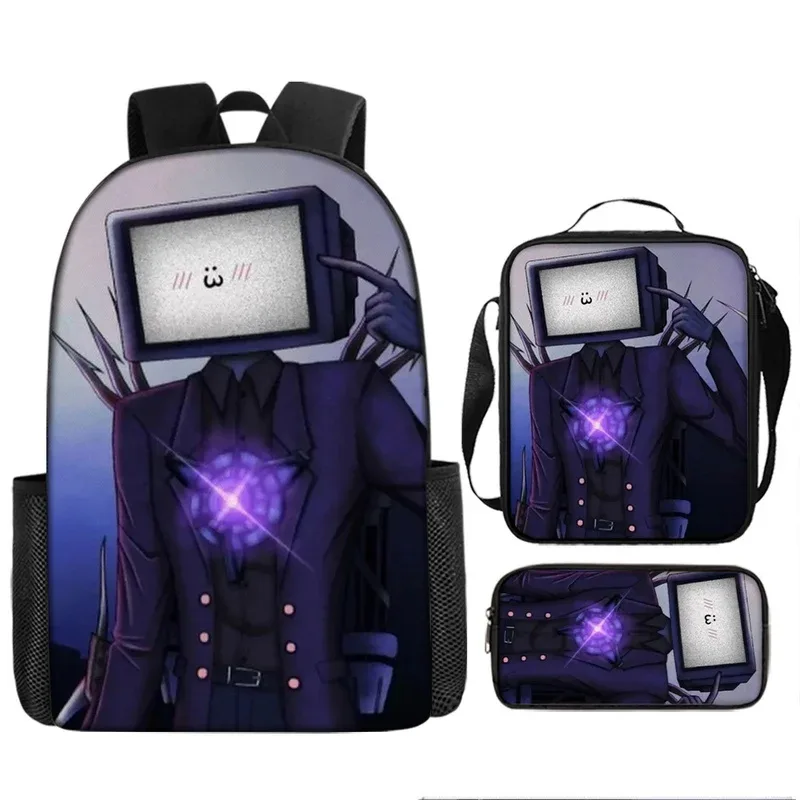 sacoche de livre et de stylo pour étudiants, 3 pièces, toilette, haut-parleur titan, caméraman, sac à dos titan clockman