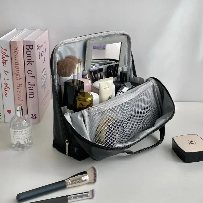 sac de rangement pour articles de toilette, grande capacité, en pu, étanche, à porter à la main, organisateur de cosmétiques, accessoire de beauté pour femmes, pour voyage