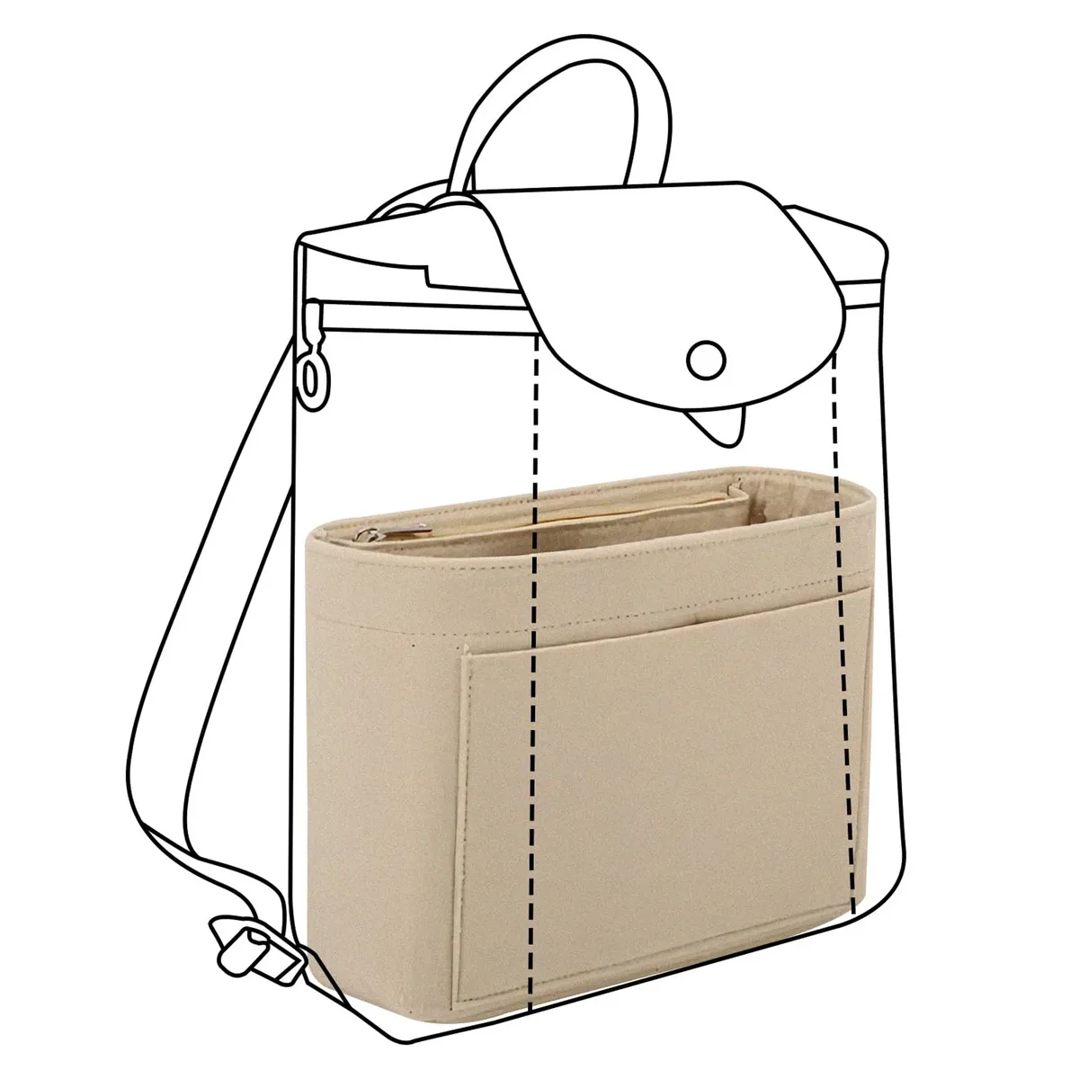 insert organisateur de sac à main en feutre avec plusieurs poches, doublure de sac dans le sac pour sacs à main et sacs à dos, sac de rangement de maquillage de voyage