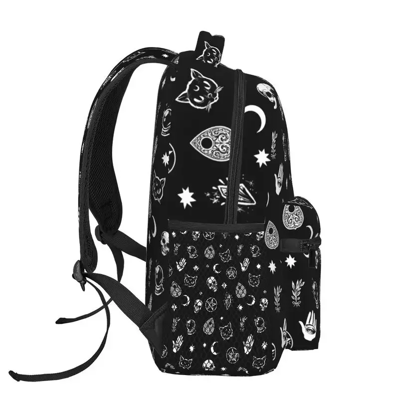 noir sorcière crâne lune divination sacs à dos école livre sacs étanche étudiant sac à dos pour ordinateur portable décontracté voyage sport sacs à dos