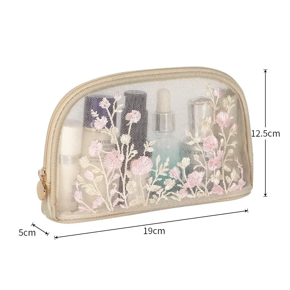 trousse de toilette grande capacité en maille brodé motif papillon, sac de rangement cosmétique, trousse de maquillage, organisateur de rangement