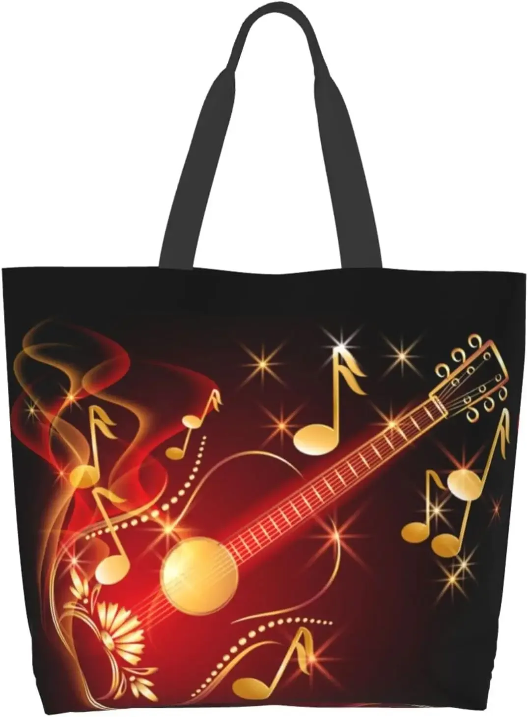 grand sac fourre-tout réutilisable pour femme, sac à main décontracté, sac d'épicerie polyvalent, travail en plein air, marche, notes de musique