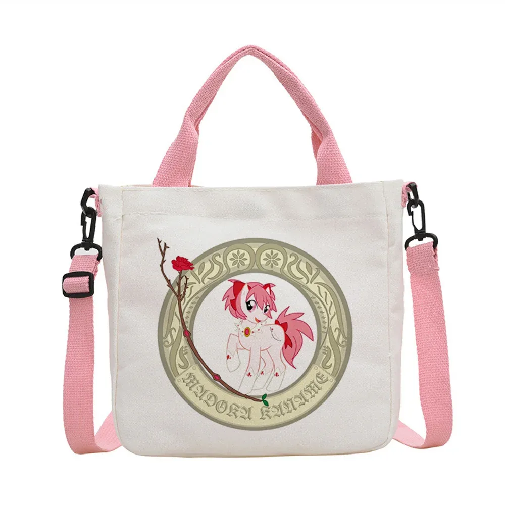 sac fourre-tout madoka magica en toile réutilisable, sac cabas, einkaufstasche femme