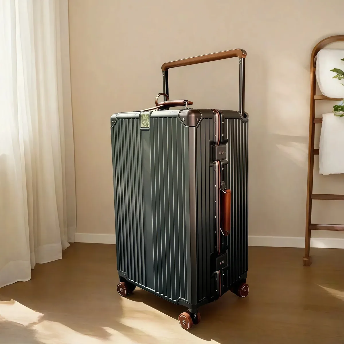 valise de chariot d'équilibre de voyage à guidon large avec roues silencieuses colorées serrure tsa bagage roulant matériau pc de grande capacité