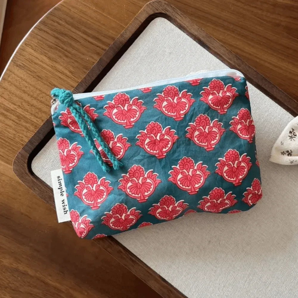 sac de serviette hygiénique vintage à la mode, mini porte-monnaie bohème de style indien, sac de voyage en coton à fermeture éclair, rangement pour cosmétiques, écouteurs, etc.