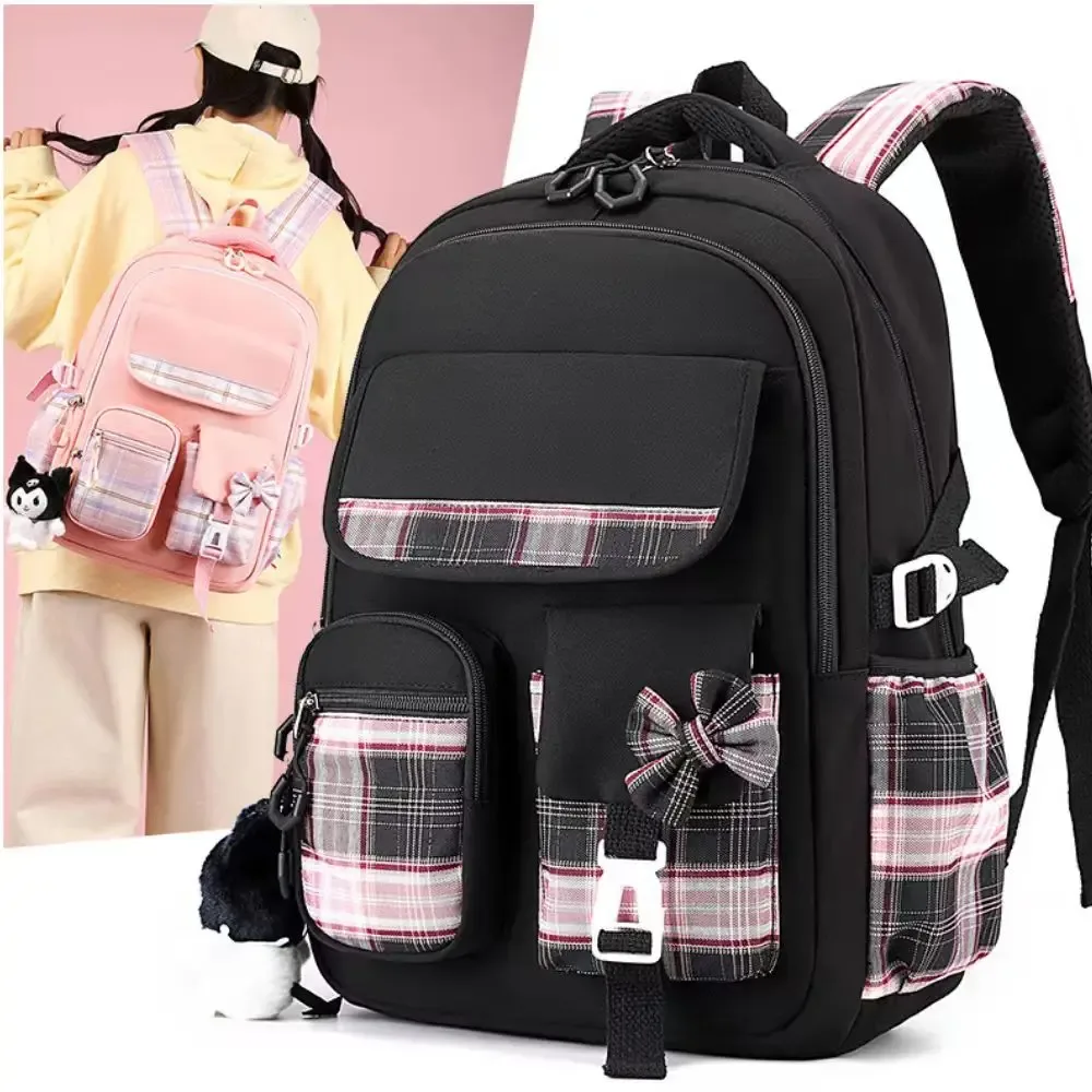 2025 nouveau sac à dos étudiant, sac à dos de fille mignonne de dessin animé, sac à dos léger multi-poches de réduction de charge