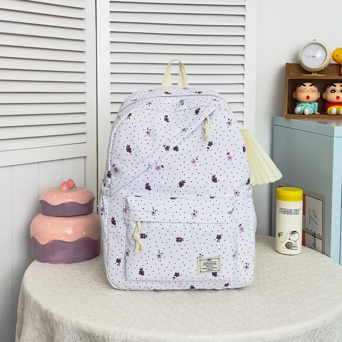 sac à dos pour filles à pois floraux, sac léger multi-compartiments polyvalent, sac à dos pour étudiants pour le campus, les voyages en plein air