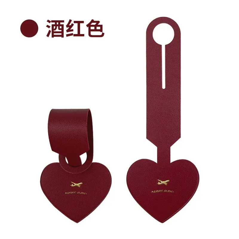 étiquette de bagage en pu en forme de cœur pour femmes et hommes, accessoires de voyage de vacances, étiquettes de valise, nom, identification, adresse, étiquettes de sac pour bagages
